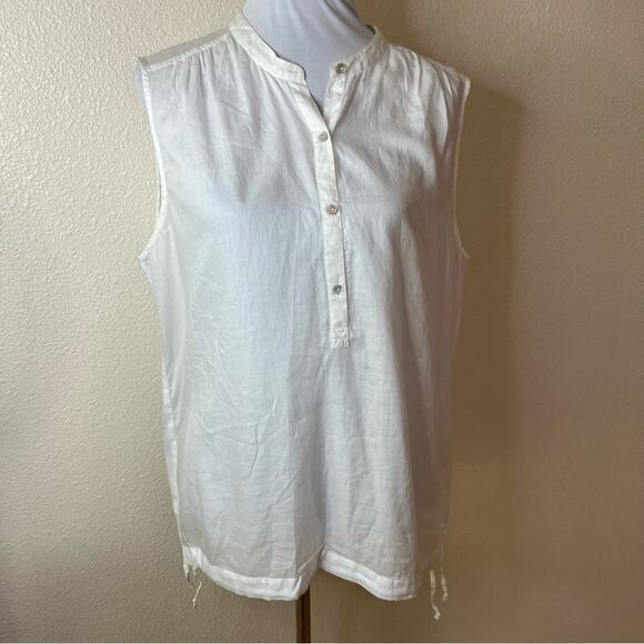 Eileen Fisher white mandarin collar organic cotton sleeveless top NEW XL - Picture 1 of 7
